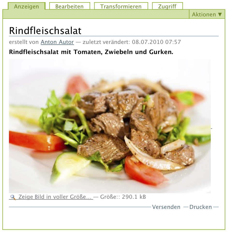 Screenshot der Anzeige eines Bildes