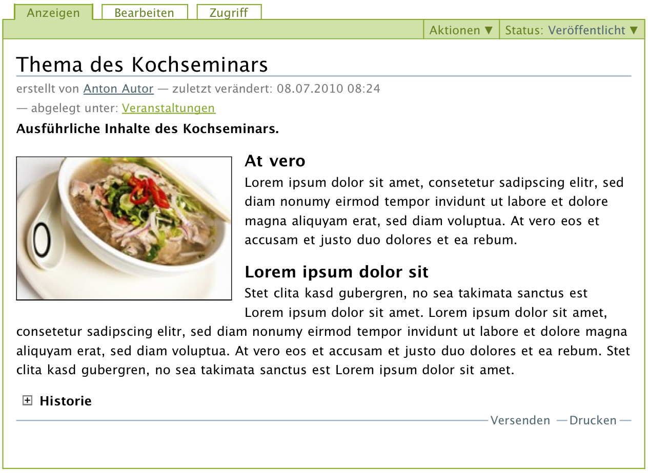 Anzeige einer Seite