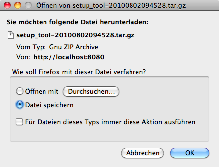 Speichern der Export-Datei
