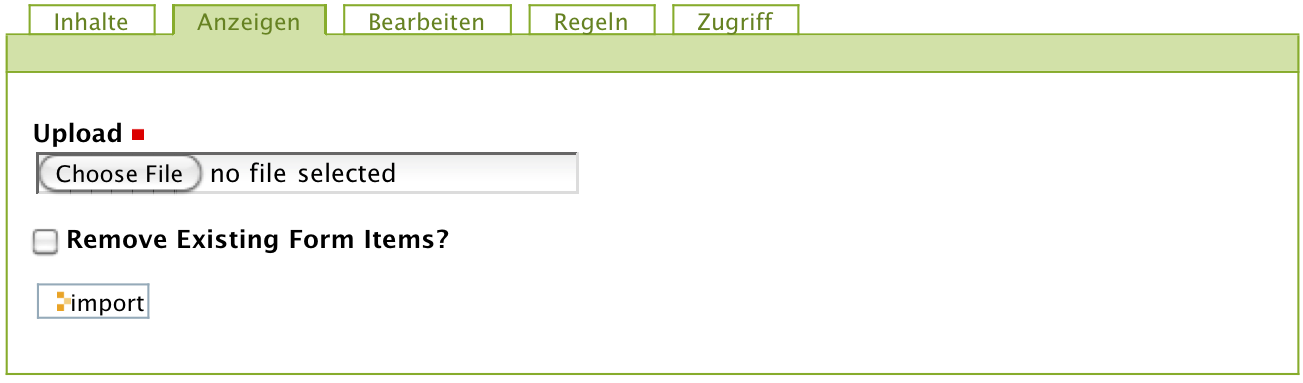Import eines Formular-Ordners