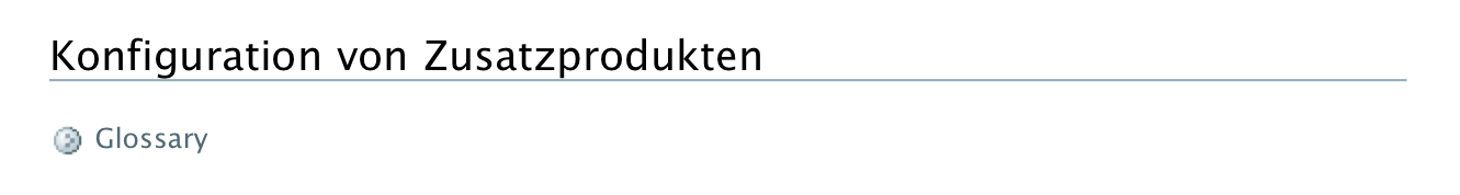 Menüpunkt zur Konfiguration eines Zusatzproduktes