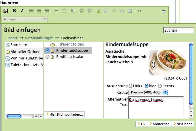 So fügt man ein Bild mit Kupu ein