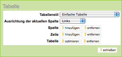 Mit Kupu eine Tabelle bearbeiten