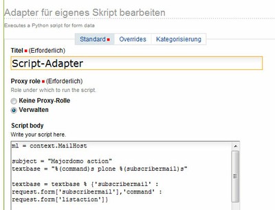 Skript-Adpter für Mailingliste