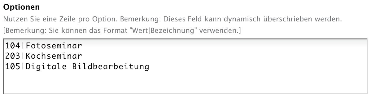 Schreibweise von Wert und Bezeichnung