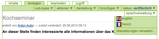 Anzeige eines Ordners mit geöffnetem Auswahlmenü