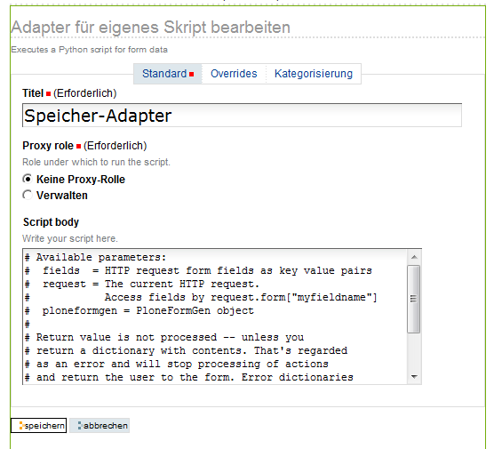 Skript-Adapter bei Dateiupload