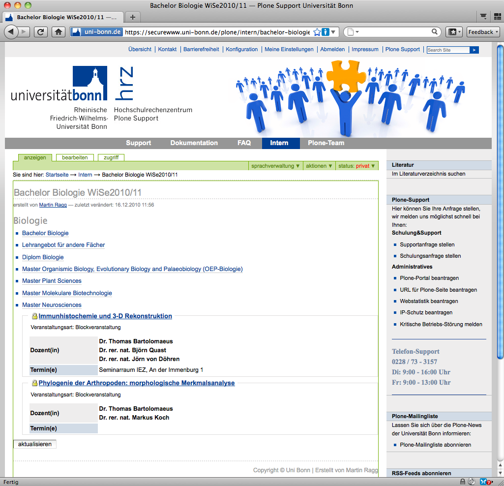 BASIS-Daten in Plone via Soap-LSF eingebunden