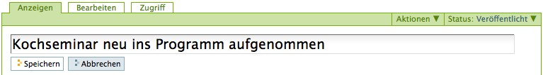 Ein einzelnes Element einer Seite im Bearbeitungsmodus