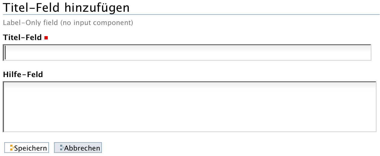 Hinzufügeformular eines Titel-Feldes